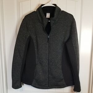 Black Zip-Up Jacket Fully Lined In Fleece Flattering style Size Large